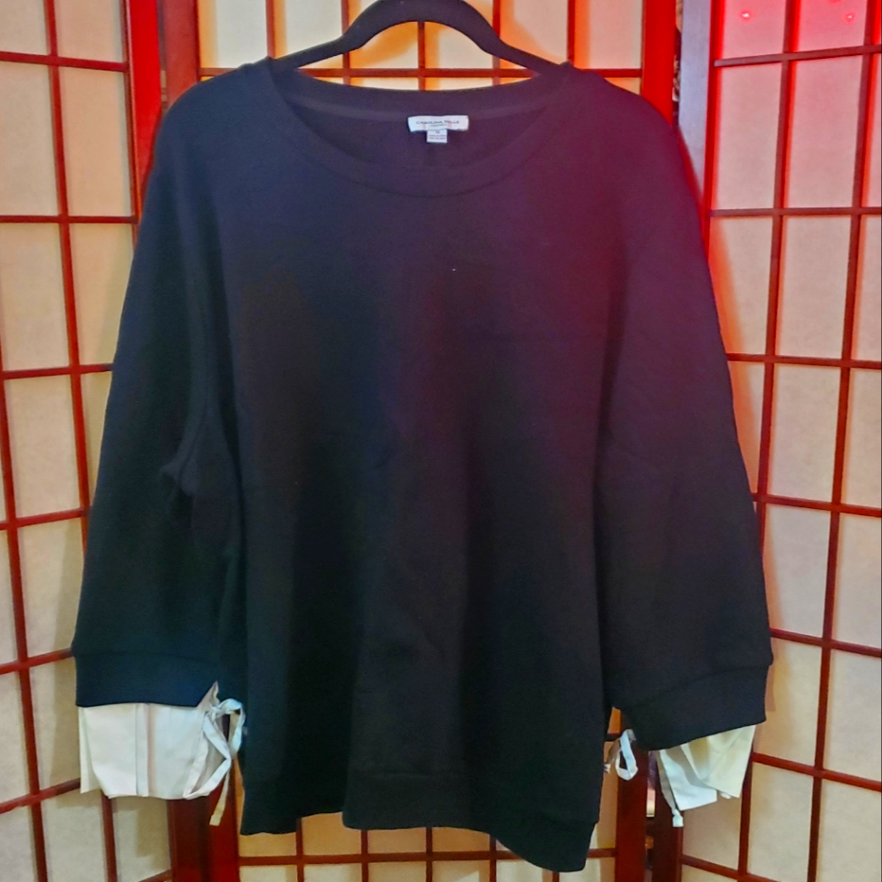 2 For $40! Euc Black Sweater Top With White Cuffs. 3x.
